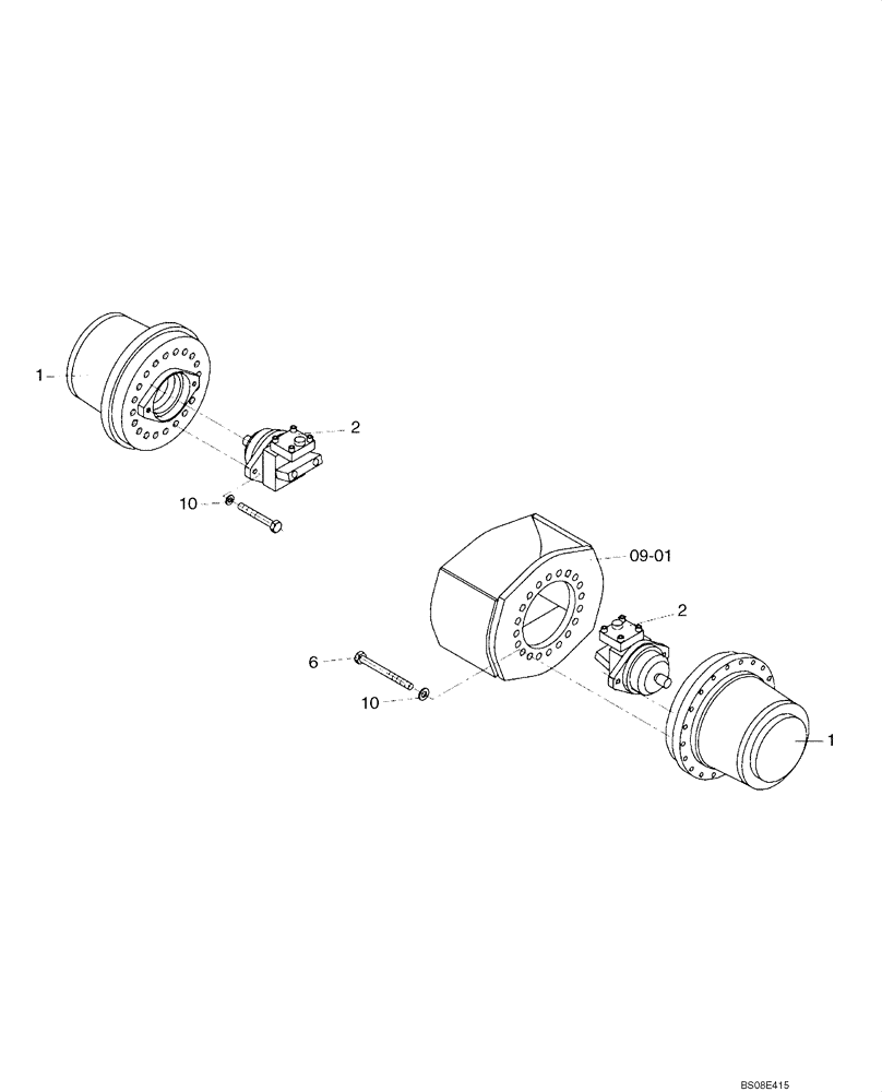 Схема запчастей Case SV208 - (06-08[01]) - DRIVE OF REAR WHEELS (GROUP 98) (ND109308) (06) - POWER TRAIN