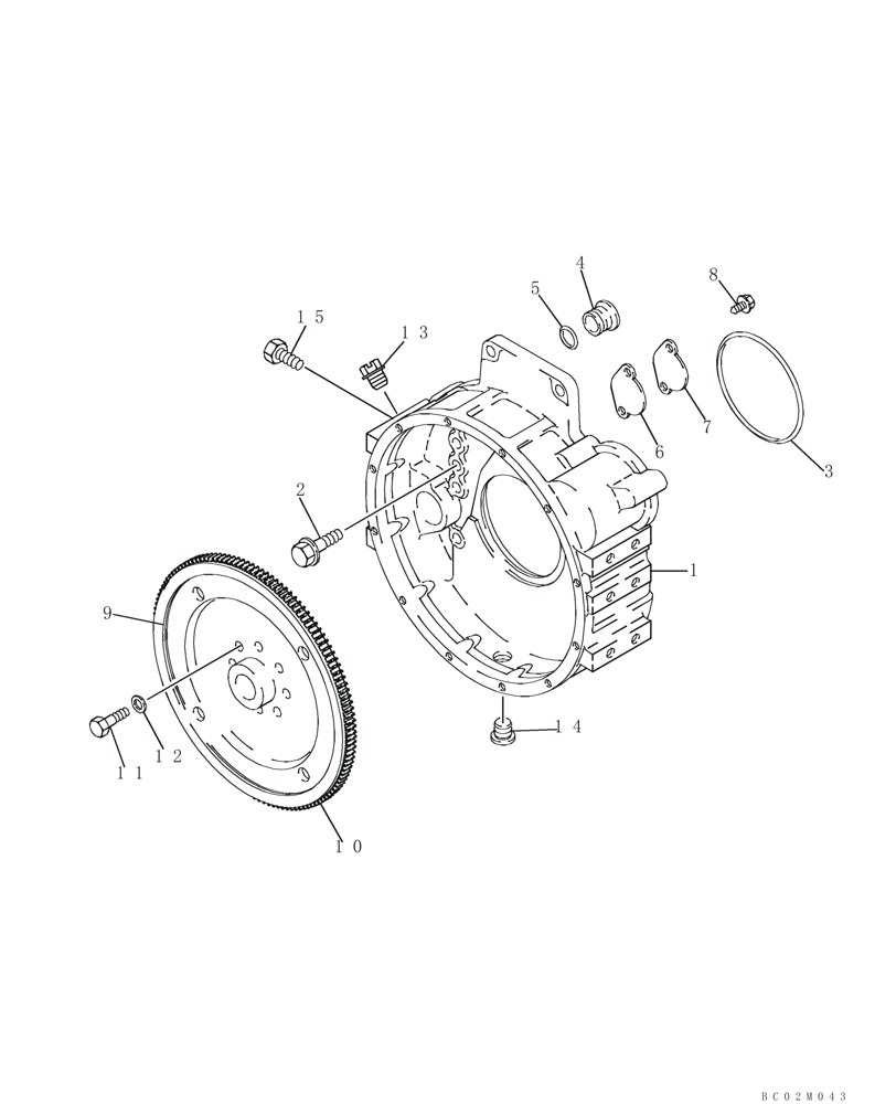 Схема запчастей Case 821C - (02-22) - FLYWHEEL AND HOUSING (02) - ENGINE