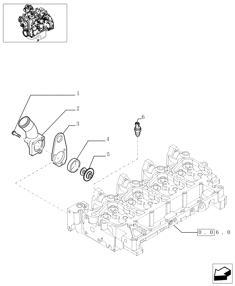 Схема запчастей Case F4DFE613G - (0.32.6[01]) - THERMOSTAT - ENGINE COOLING SYSTEM (504052014 - 504038978 - 504033593) 