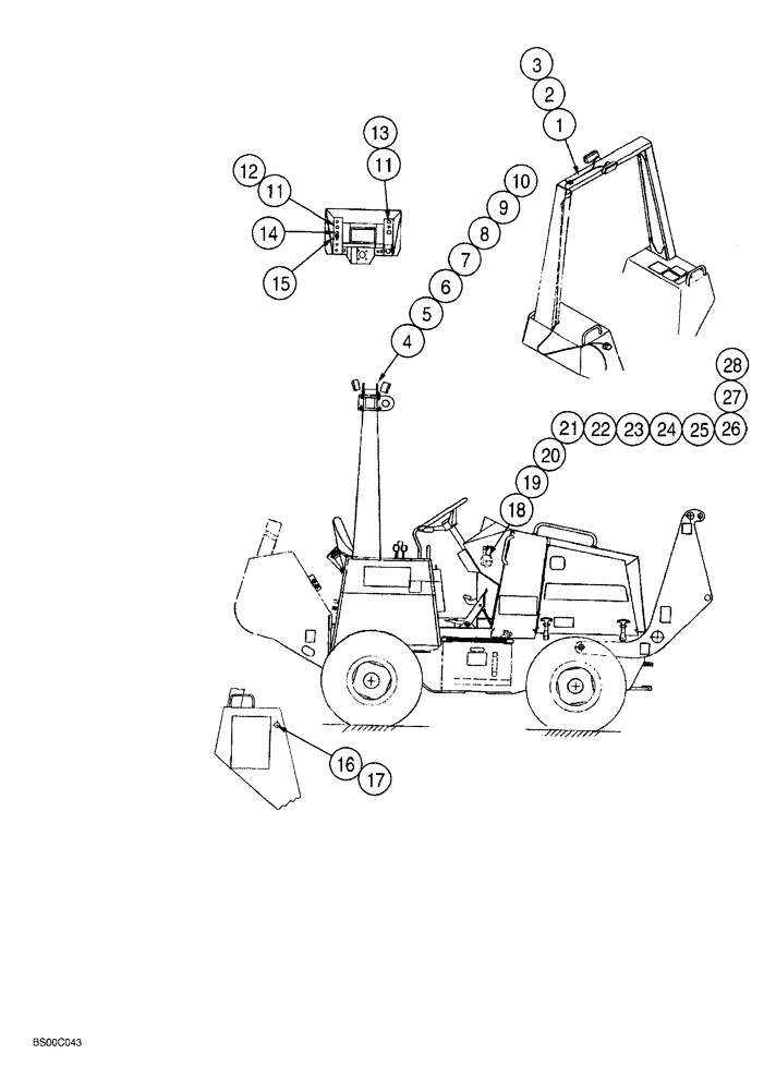 Схема запчастей Case 560 - (04-04) - ELECTRICAL HARNESS, LAMPS AND HORN (460 AND 560 TRENCHERS) (04) - ELECTRICAL SYSTEMS