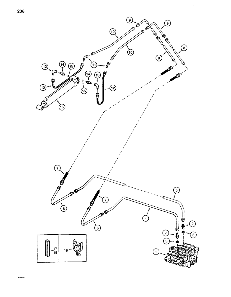 Схема запчастей Case 880C - (238) - TOOL CYLINDER HYDRAULICS FOR Y BOOM, PIN 6205456 AND AFTER (07) - HYDRAULIC SYSTEM