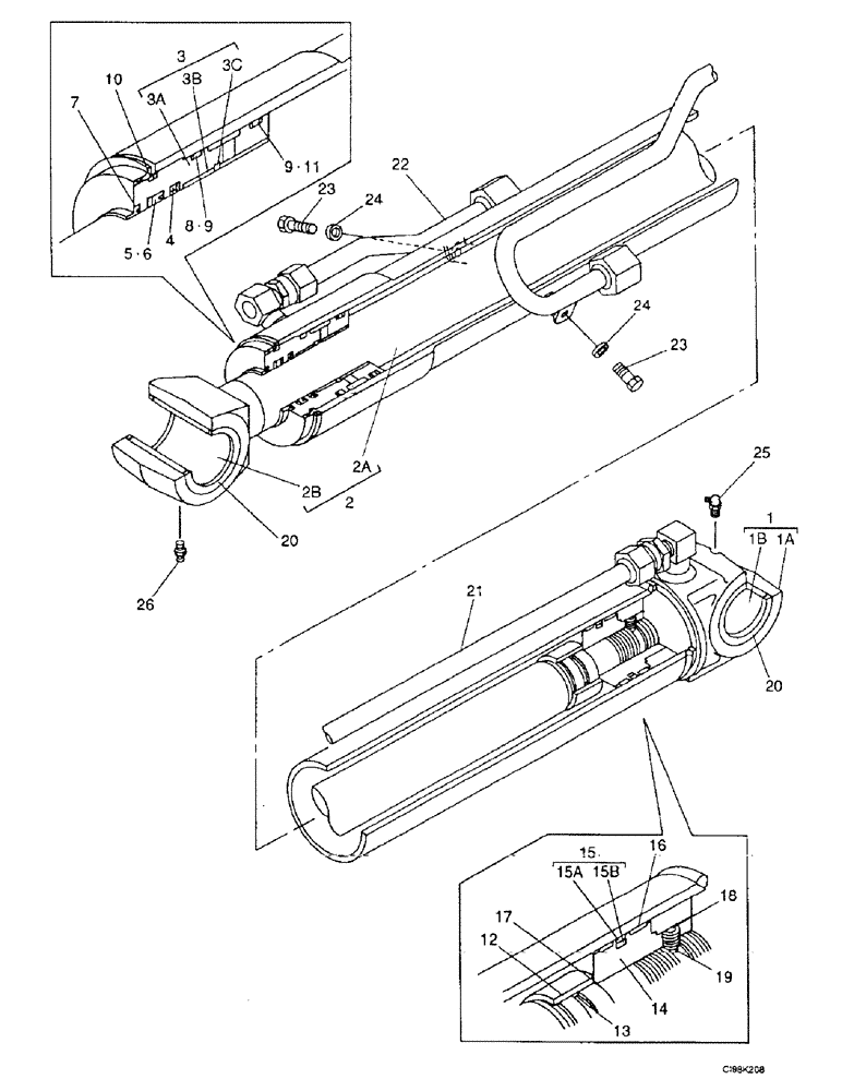 Схема запчастей Case 9007B - (8-094) - BOOM CYLINDER (08) - HYDRAULICS