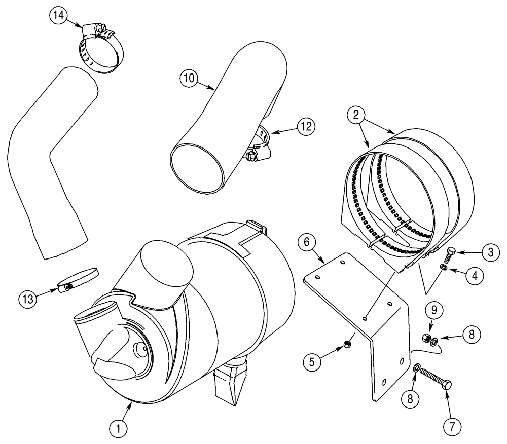 Схема запчастей Case 621D - (02-10) - AIR CLEANER - AIR INTAKE PARTS (02) - ENGINE