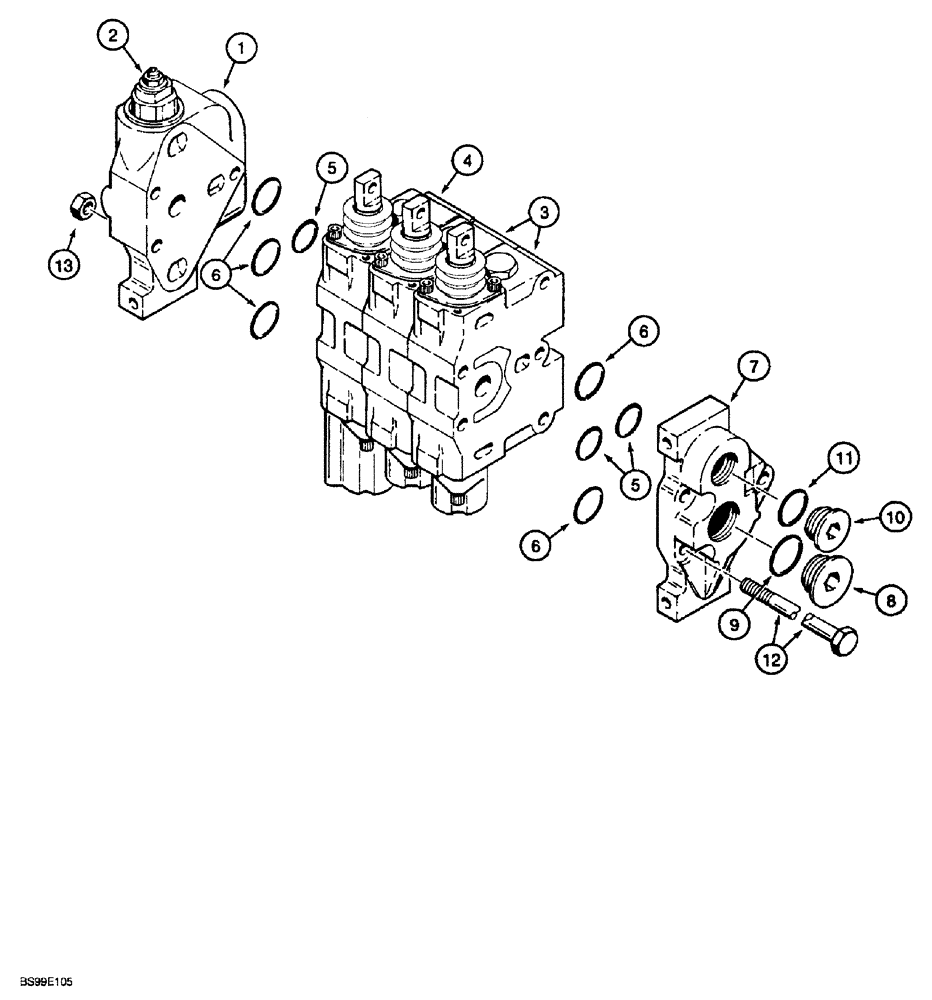 Схема запчастей Case 850G - (8-39A) - 336347A1 THREE SPOOL CONTROL VALVE (07) - HYDRAULIC SYSTEM