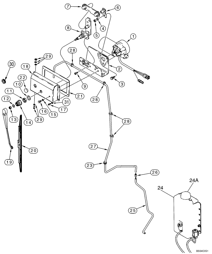 Схема запчастей Case 521D - (04-35) - CAB - WIPER, REAR (04) - ELECTRICAL SYSTEMS