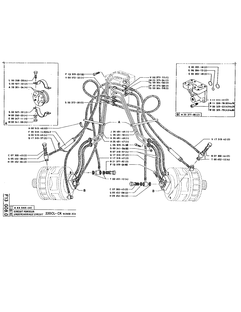 Схема запчастей Case 220 - (112) - UNDERCARRIAGE CIRCUIT (07) - HYDRAULIC SYSTEM