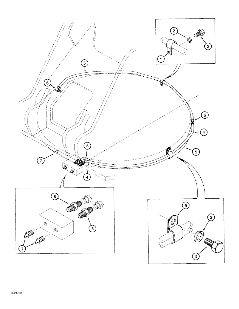 Схема запчастей Case 9030 - (9-04) - TURNTABLE BEARING LUBRICATION LINES (09) - CHASSIS