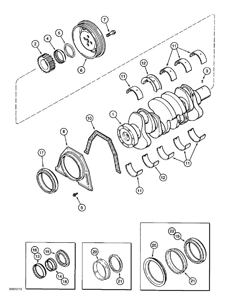 Схема запчастей Case 9010B - (2-086) - CRANKSHAFT, 4TA-390 ENGINE, PRIOR TO P.I.N. DAC01#2001 (02) - ENGINE