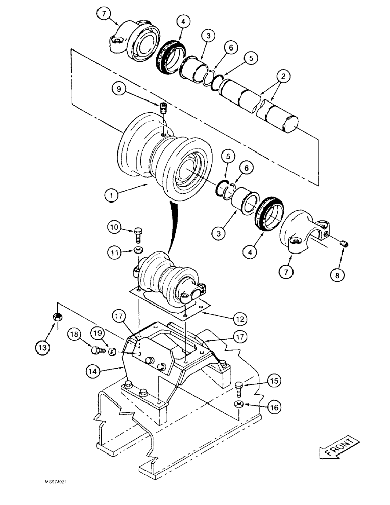 Схема запчастей Case 9050B - (5-12) - TRACK CARRIER ROLLER, *TIMBER KING MODELS, P.I.N. DAC0531001 THRU DAC0531007 (11) - TRACKS/STEERING