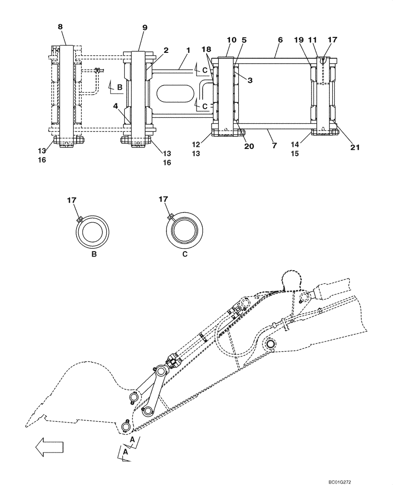 Схема запчастей Case CX800 - (09-56) - BUCKET LINKAGE (09) - CHASSIS