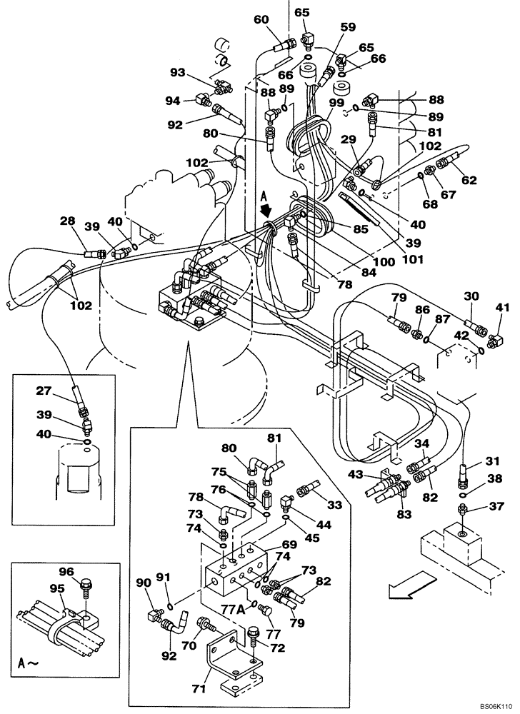 Схема запчастей Case CX460 - (08-45) - HYDRAULICS - PILOT PRESSURE, RETURN LINES (08) - HYDRAULICS