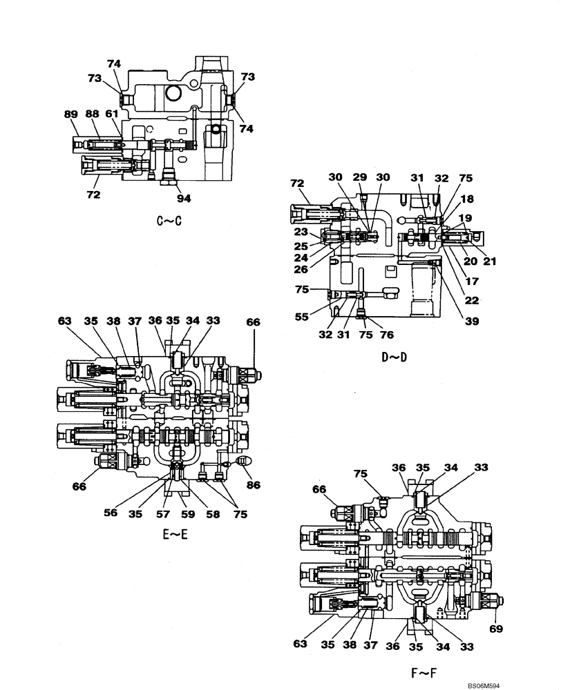 Схема запчастей Case CX210B - (08-61) - KRJ10310 VALVE ASSY - CONTROL (08) - HYDRAULICS