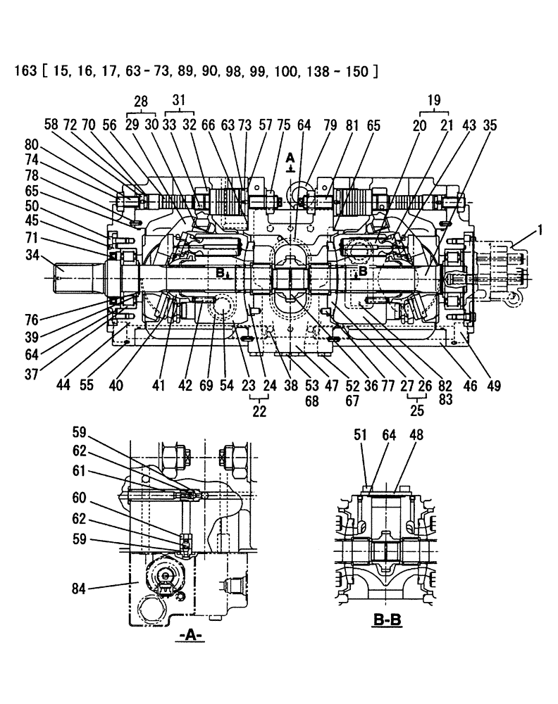 Схема запчастей Case CX350 - (08-163-05[01]) - HIGH PRESSURE HYDRAULIC PUMP - STANDARD - KAWASAKI (08) - HYDRAULICS