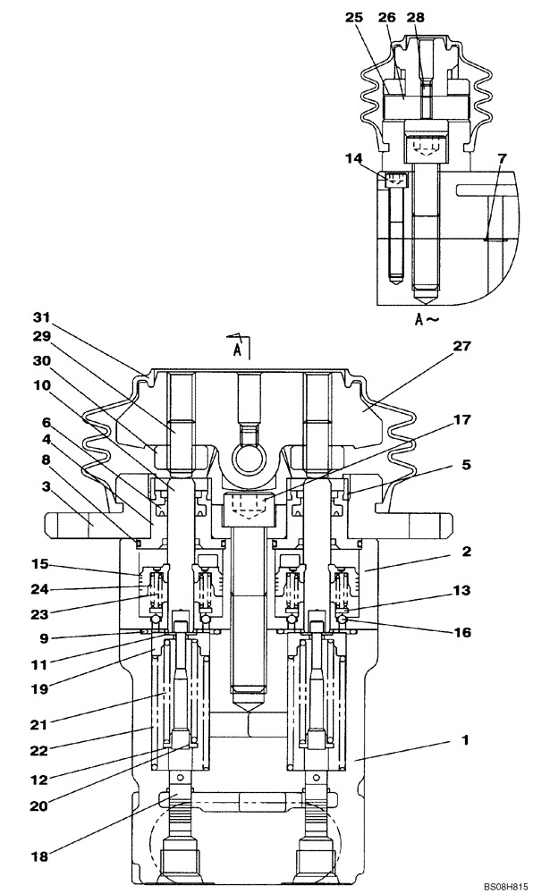 Схема запчастей Case CX700 - (08-269-00[01]) - VALVE ASSY - FOOT CONTROL (08) - HYDRAULICS