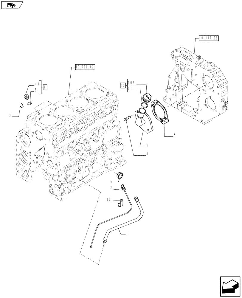 Схема запчастей Case F4HE0484G J102 - (10.304.01[01]) - OIL LEVEL CHECK (2855783-2855811) (10) - ENGINE