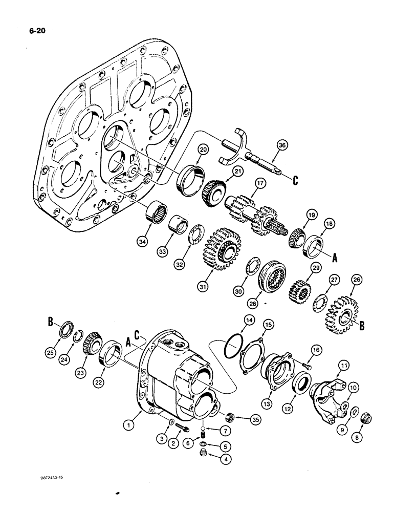 Схема запчастей Case 550 - (6-20) - TRANSMISSION RANGE SHIFT (06) - POWER TRAIN