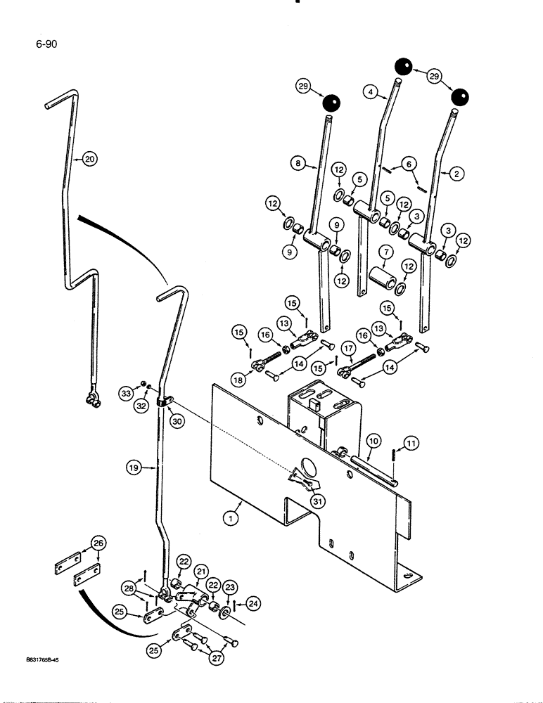 Схема запчастей Case 455C - (6-90) - TRANSMISSION CONTROL LEVERS AND MOUNTING (06) - POWER TRAIN