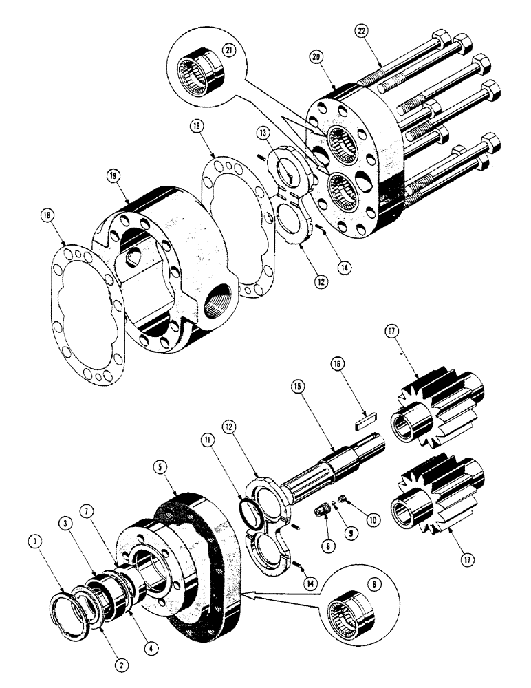 Схема запчастей Case 600 - (306) - HYDRAULIC PUMP ASSEMBLY, BODY, COVERS, GEARS, SHAFTS, BEARINGS, SEALS (07) - HYDRAULIC SYSTEM