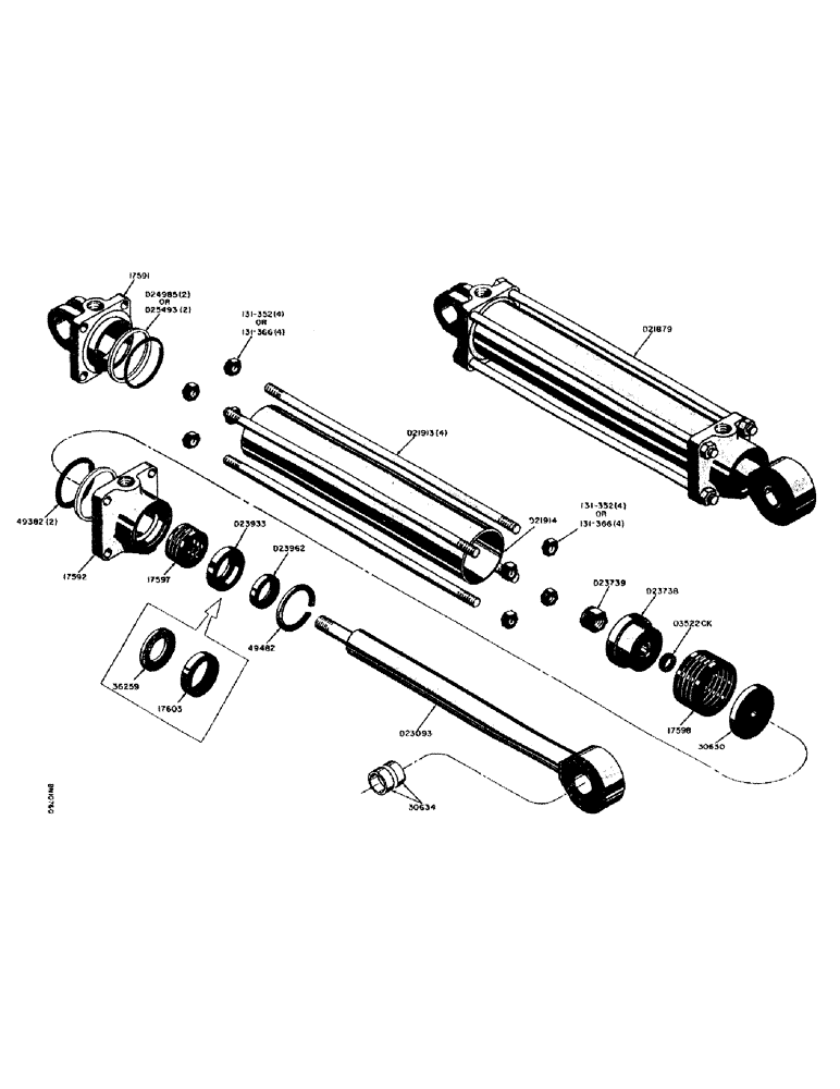 Схема запчастей Case 21 - (38) - D21879 HYDRAULIC STABILIZER CYLINDERS 