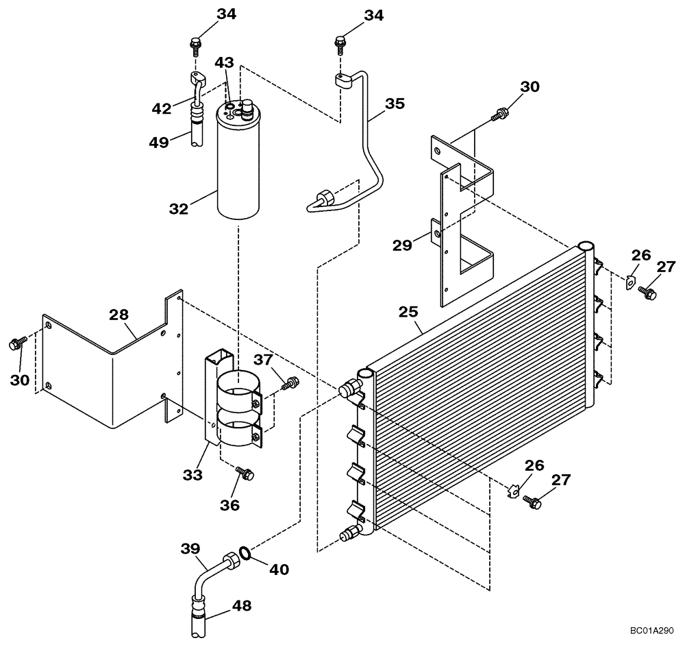 Схема запчастей Case CX210 - (09-25) - AIR CONDITIONING - CONDENSER AND RECEIVER-DRIER (09) - CHASSIS