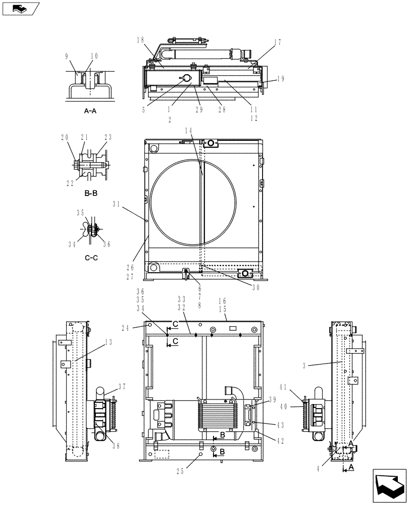 Схема запчастей Case CX235C SR - (10.406.40) - RADIATOR - COMPONENTS (10) - ENGINE