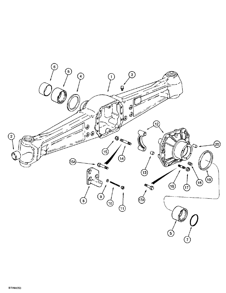 Схема запчастей Case 584E - (6-46) - REAR DRIVE AXLE, AXLE HOUSING (06) - POWER TRAIN