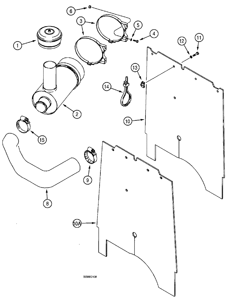 Схема запчастей Case 590SL - (2-06) - AIR CLEANER AND AIR INTAKE PARTS (02) - ENGINE