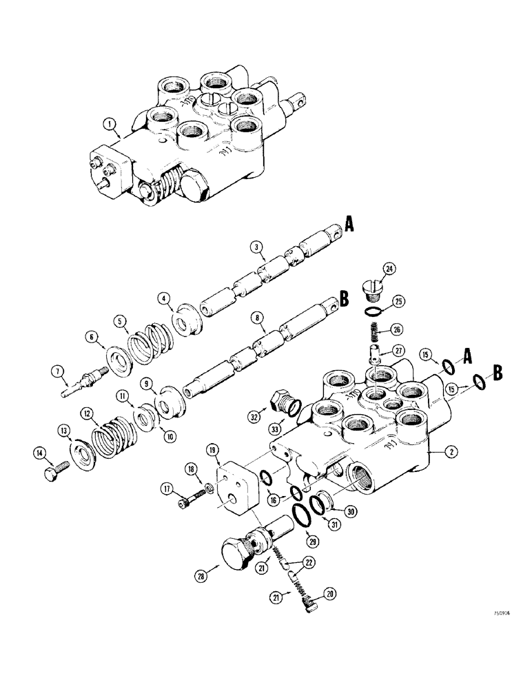 Схема запчастей Case 380CK - (150) - D70113 LOADER CONTROL VALVE (08) - HYDRAULICS