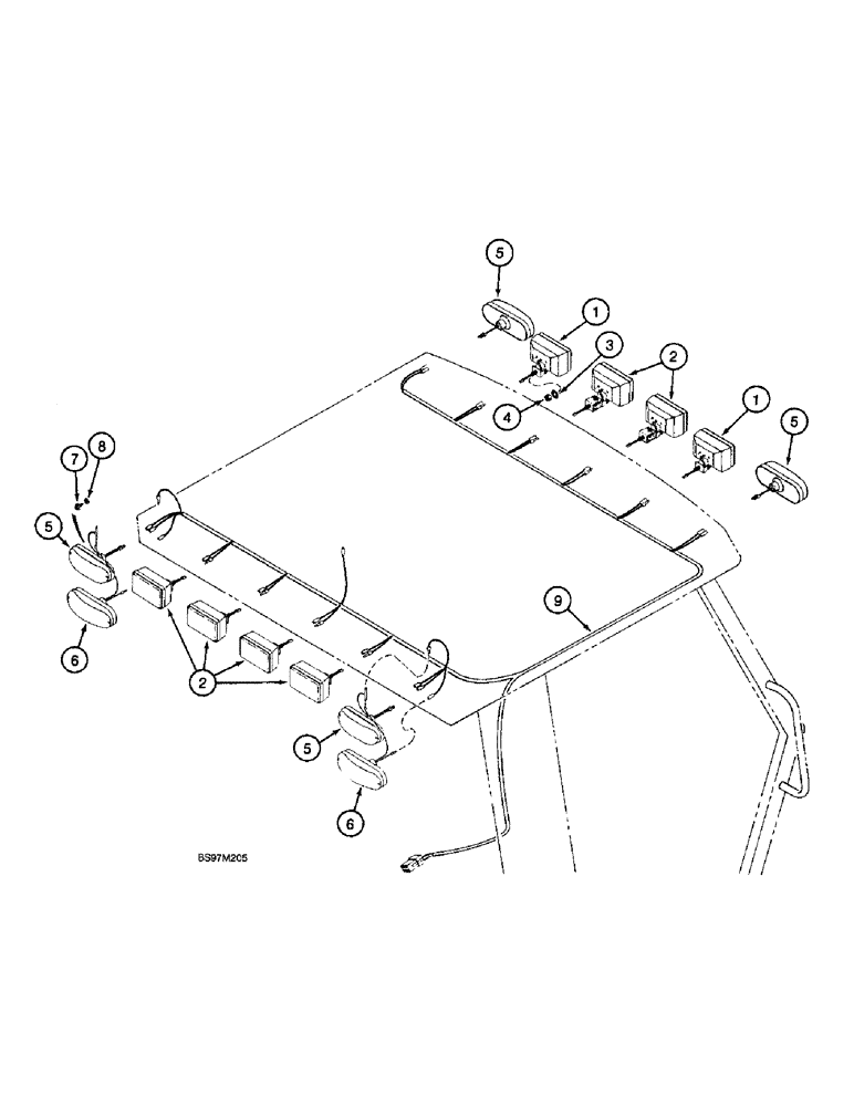 Схема запчастей Case 590SL - (4-28) - TRACTOR LAMP ELECTRICAL CIRCUIT, WITH ROPS CANOPY (04) - ELECTRICAL SYSTEMS