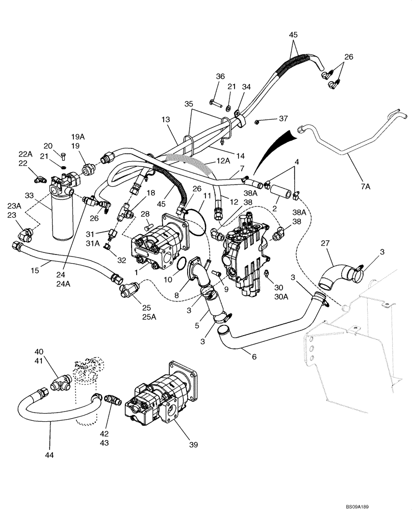 Схема запчастей Case 570MXT - (08-01) - HYDRAULICS - PUMP, FILTER AND LOADER VALVE (08) - HYDRAULICS