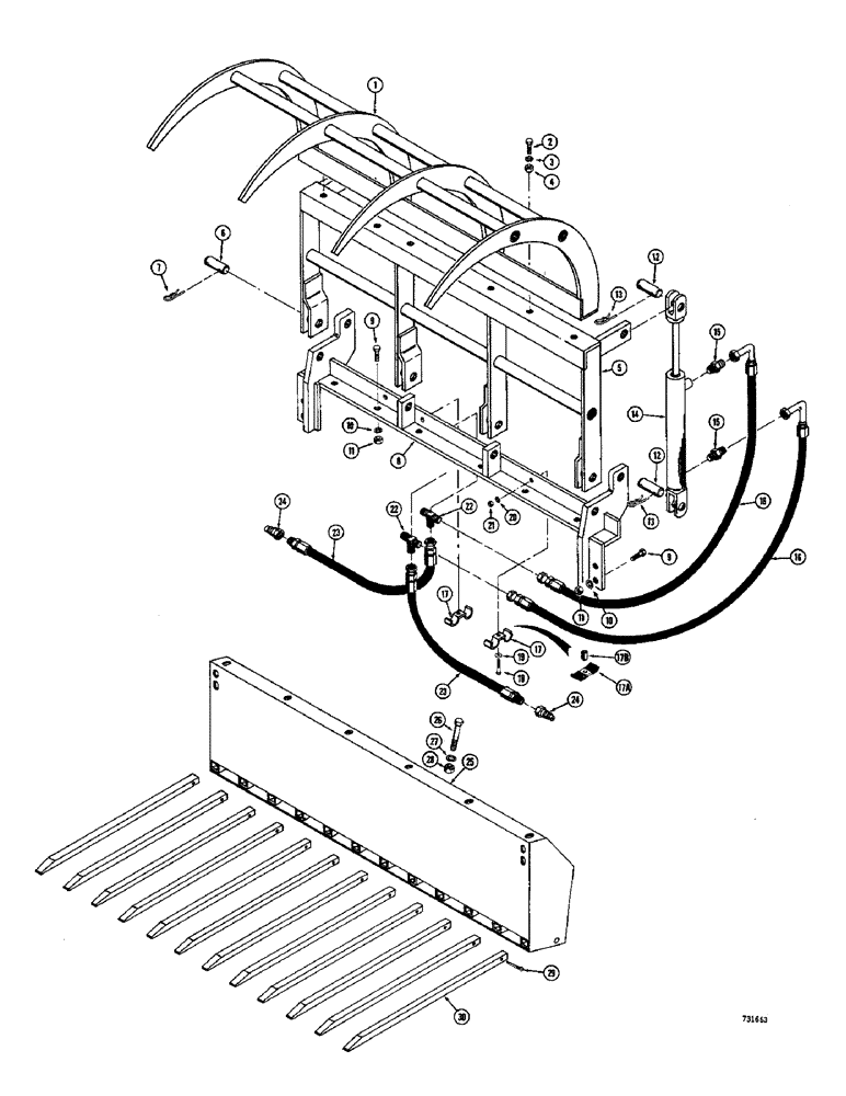 Схема запчастей Case 1530 - (100) - HYDRAULIC GRAPPLE (09) - CHASSIS/ATTACHMENTS