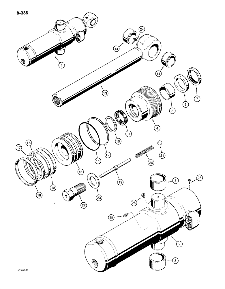 Схема запчастей Case 780C - (8-336) - G103072 BACKHOE SWING CYLINDER (08) - HYDRAULICS