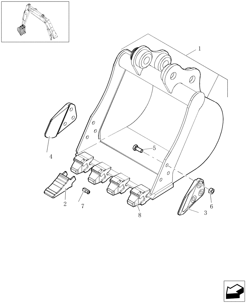 Схема запчастей Case CX16B - (5.0101[01]) - BUCKET - (L=600MM) (84) - BOOMS, DIPPERS & BUCKETS