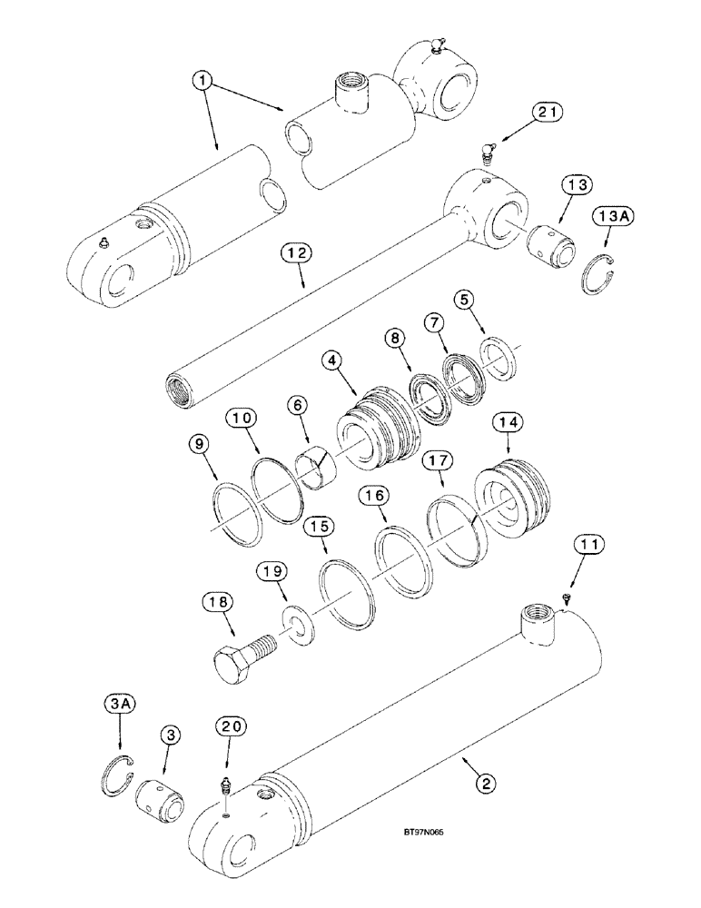 Схема запчастей Case 570LXT - (8-157A) - THREE-POINT HITCH LIFT CYLINDER, 570 LXT MODELS (08) - HYDRAULICS