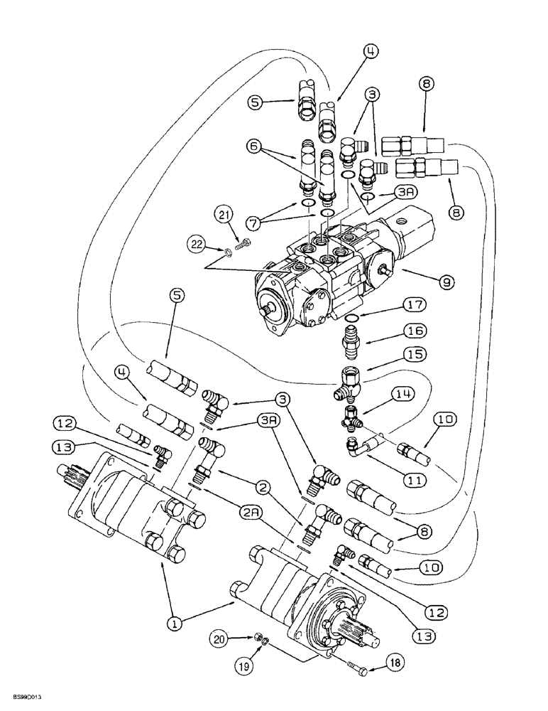 Схема запчастей Case 1838 - (6-24) - HYDROSTATIC DIRVE HYDRAULIC CIRCUIT TANDEM PUMP TO DRIVE MOTORS (06) - POWER TRAIN