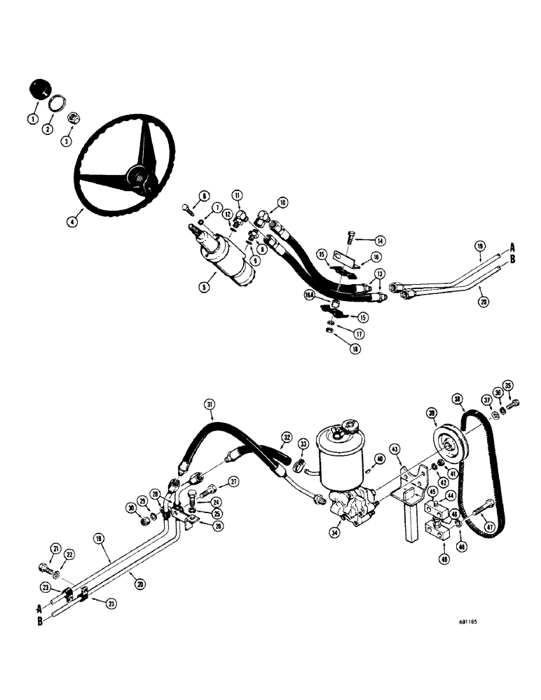 Схема запчастей Case 680CK - (116) - STEERING WHEEL AND POWER STEERING HYDRAULICS (41) - STEERING