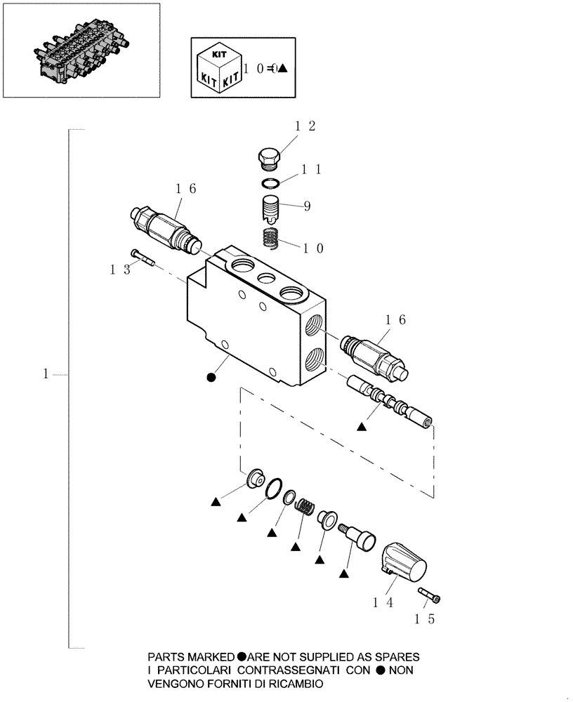 Схема запчастей Case CX16B - (1.050[03]) - HYDRAULIC CONTROL VALVE - COMPONENTS (35) - HYDRAULIC SYSTEMS