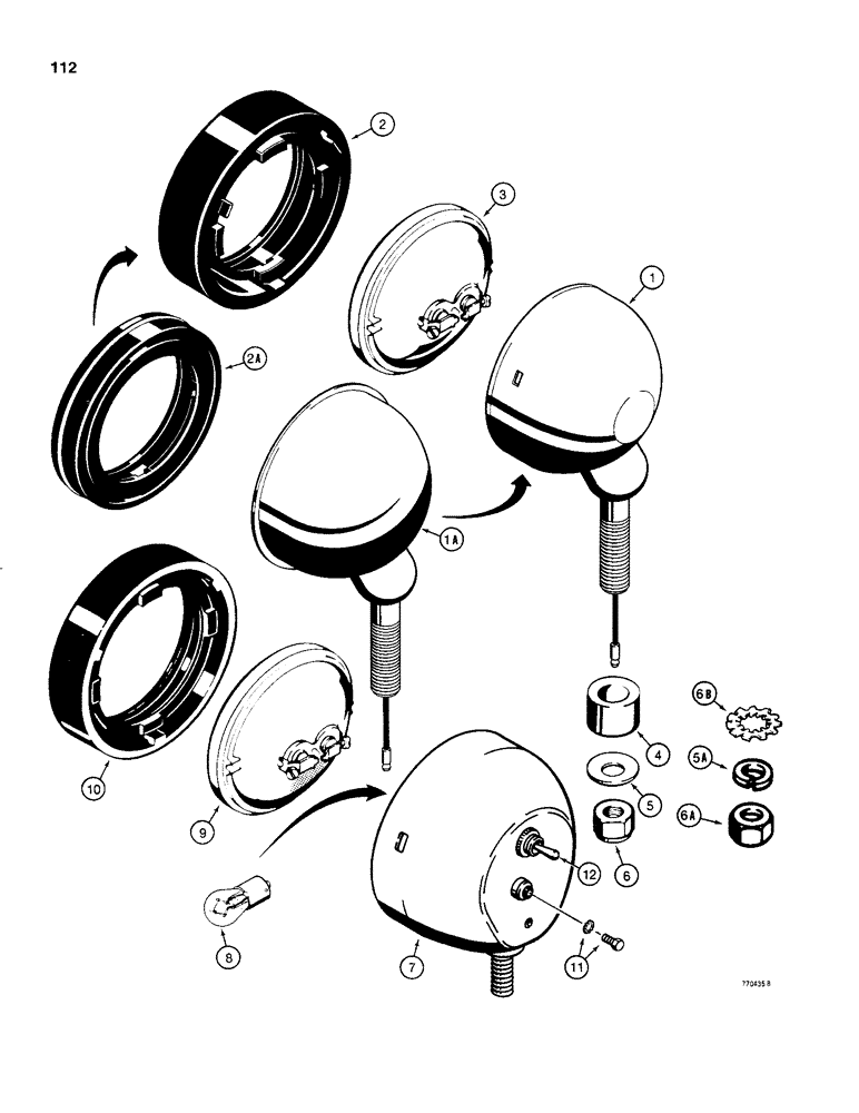 Схема запчастей Case 480C - (112) - TRACTOR LAMPS, D88684 REAR FLOOD LAMP (55) - ELECTRICAL SYSTEMS