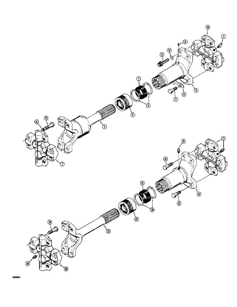 Схема запчастей Case 780 - (212) - REAR AXLE DRIVE SHAFT, A19078 REAR AXLE DRIVE SHAFT USED W/ D54477 & D54478 AXLES (06) - POWER TRAIN