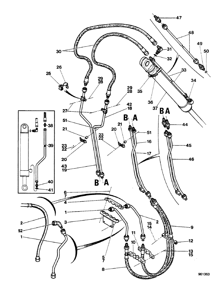 Схема запчастей Case 580G - (260) - SIDESHIFT BACKHOE - BUCKET CYLINDER HYDRAULIC CIRCUIT (08) - HYDRAULICS