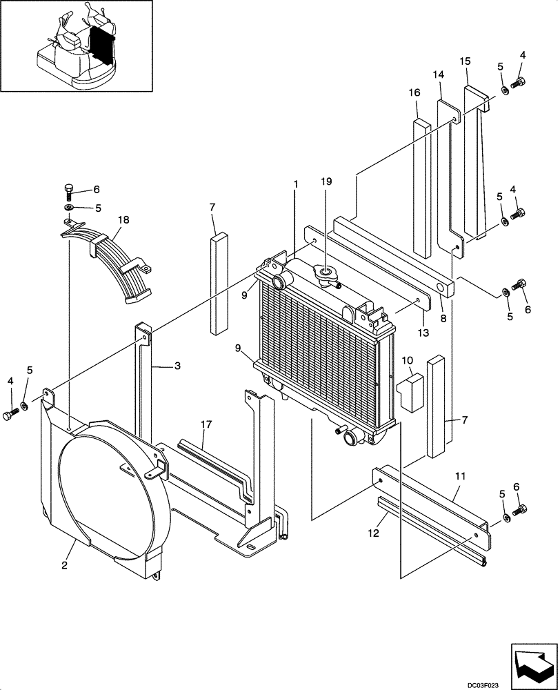 Схема запчастей Case CX14 - (02-07[00]) - RADIATOR (02) - ENGINE