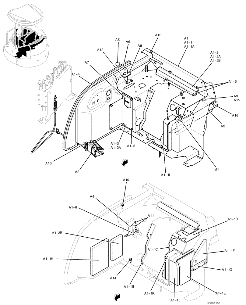 Схема запчастей Case CX50B - (01-035) - STAND ASSY, CONTROL (CANOPY) (PH03M00087F1, PW03M01715F1) (05) - SUPERSTRUCTURE