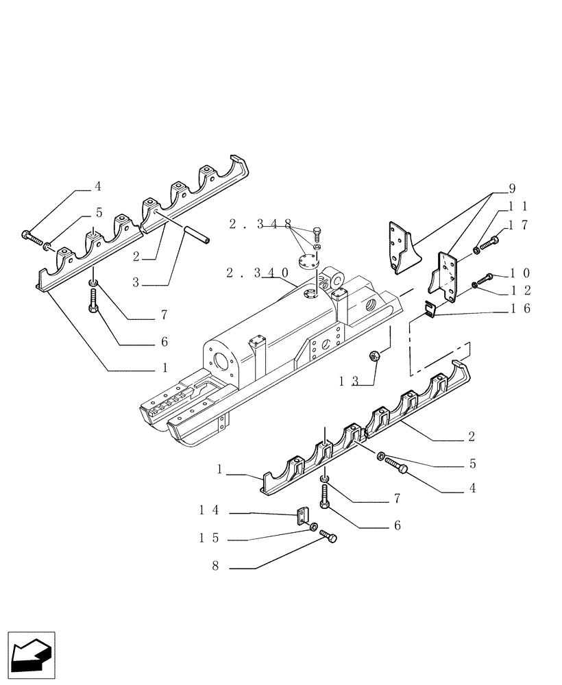 Схема запчастей Case 1850K - (9.354[01]) - TRACK ROLLER GUARD - (FULL) LT - OPTIONAL CODE 784120061 (19) - OPTIONS