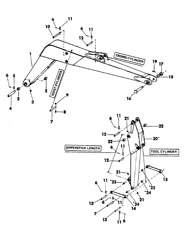 Схема запчастей Case 40EC - (063) - "E" MAIN BOOM AND DIPPERSTICKS (09) - BOOMS