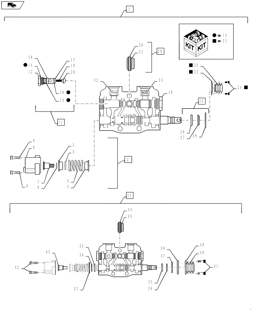 Схема запчастей Case 586H - (35.355.06) - VALVE SECTION TILTABLE FORK (35) - HYDRAULIC SYSTEMS