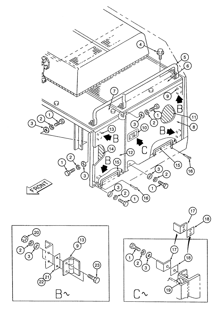 Схема запчастей Case 9020 - (9-14) - UPPER STRUCTURE, LEFT-HAND SIDE COVER AND RELATED PARTS (09) - CHASSIS