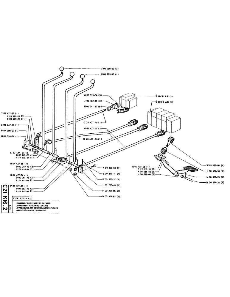 Схема запчастей Case RC200 - (034) - ATTACHMENT AND SWING CONTROL 