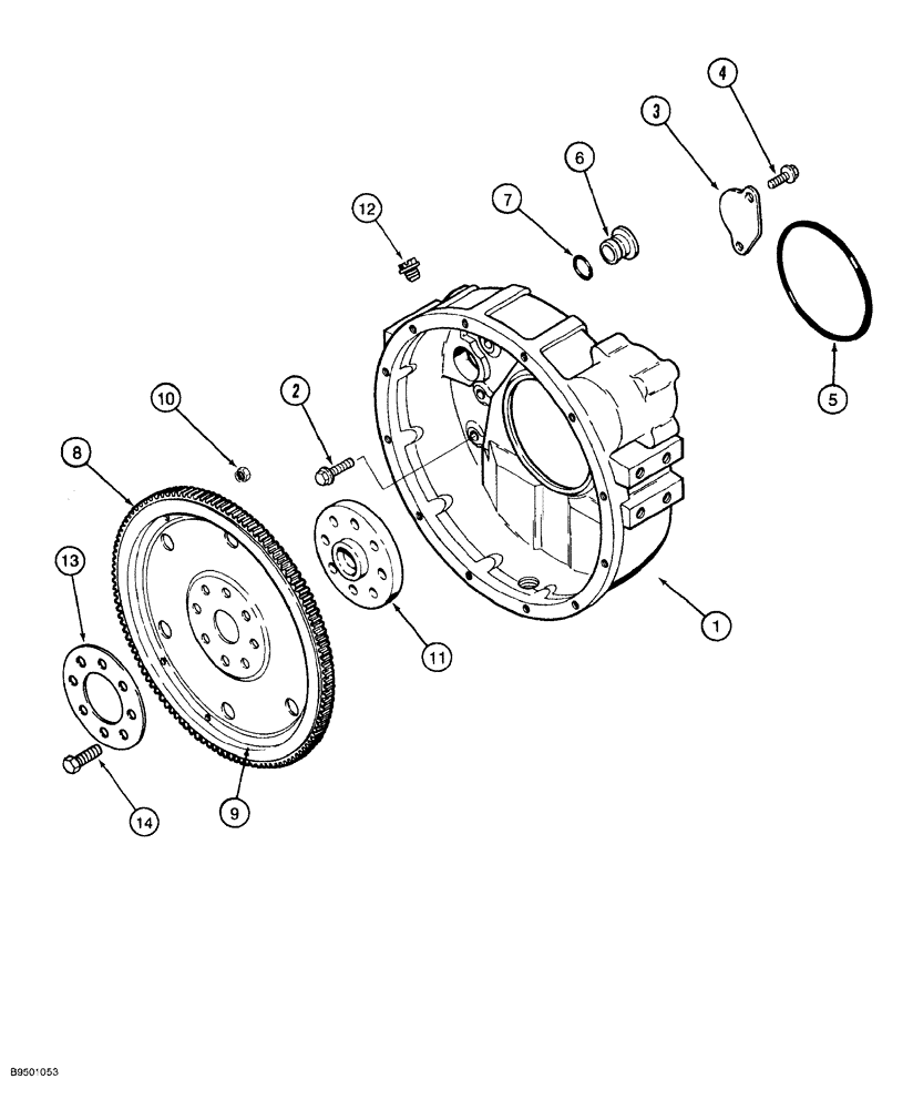 Схема запчастей Case 650G - (2-45A) - FLYWHEEL AND HOUSING 4T-390 ENGINE CRAWLER P.I.N. JJG0216449 AND AFTER (02) - ENGINE