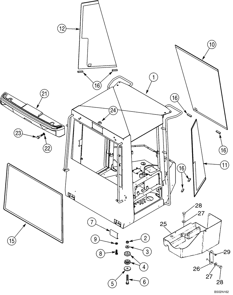 Схема запчастей Case 521D - (09-34A) - CAB - MOUNTING AND GLASS (09) - CHASSIS