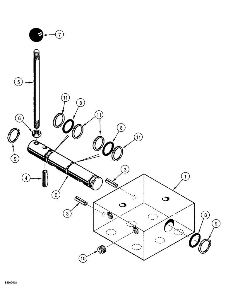 Схема запчастей Case 560 - (8-168) - ATTACHMENT LIFT SELECTOR VALVE ASSEMBLY - H672689, REEL CARRIER/TRENCHER (08) - HYDRAULICS